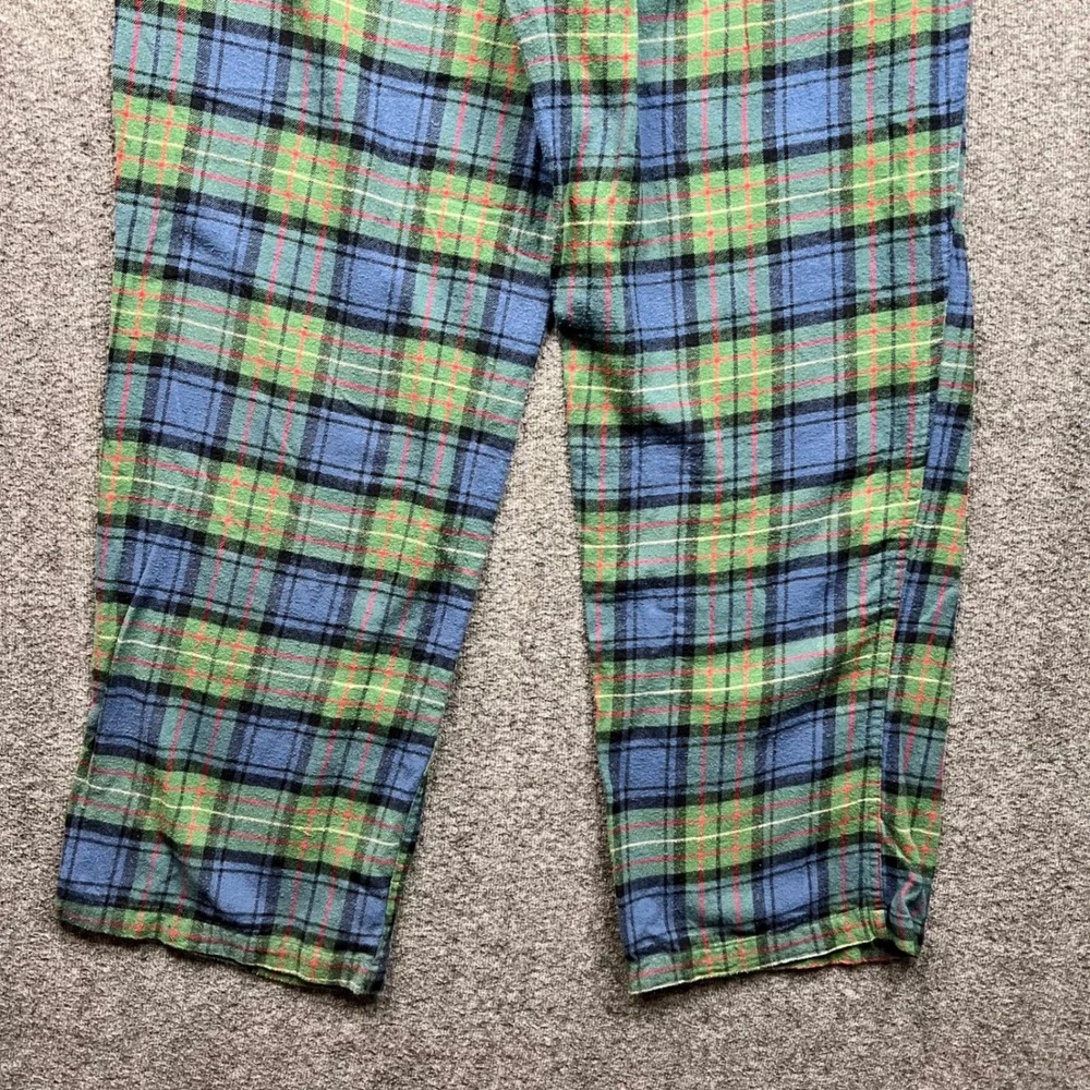 J.Crew Pajama Pants Mens Large‎ Blue Green Plaid Flannel Cotton Lounge Sleepwear